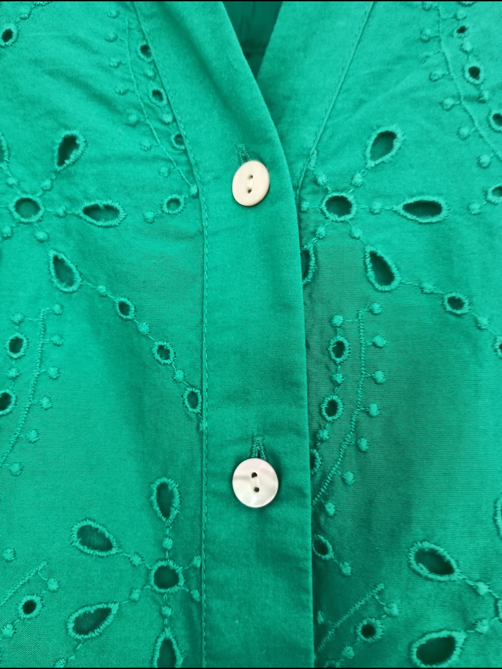 J. Jill 100% Cotton Eyelet Button-Front Top Mandarin Collar Blouse - Picture 6 of 10